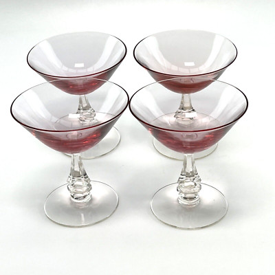 4 Tiffin Franciscan Wistaria Pink (Stem 17477) Champagne Coupe Sherbet EUC  | eBay | eBay US