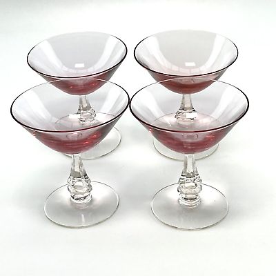4 Tiffin Franciscan Wistaria Pink (Stem 17477) Champagne Coupe Sherbet EUC  | eBay | eBay US