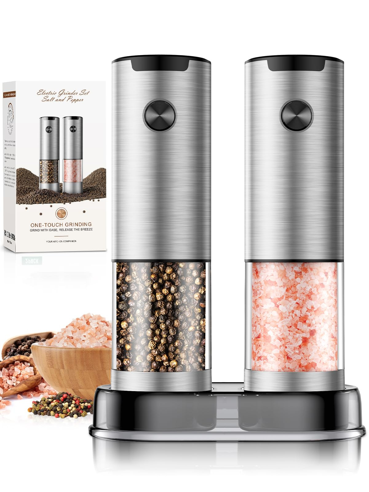 Electric Salt and Pepper Grinder- Automatic Battery Pepper Mill Shakers Kitchen Essentials for Ne... | Amazon (US)