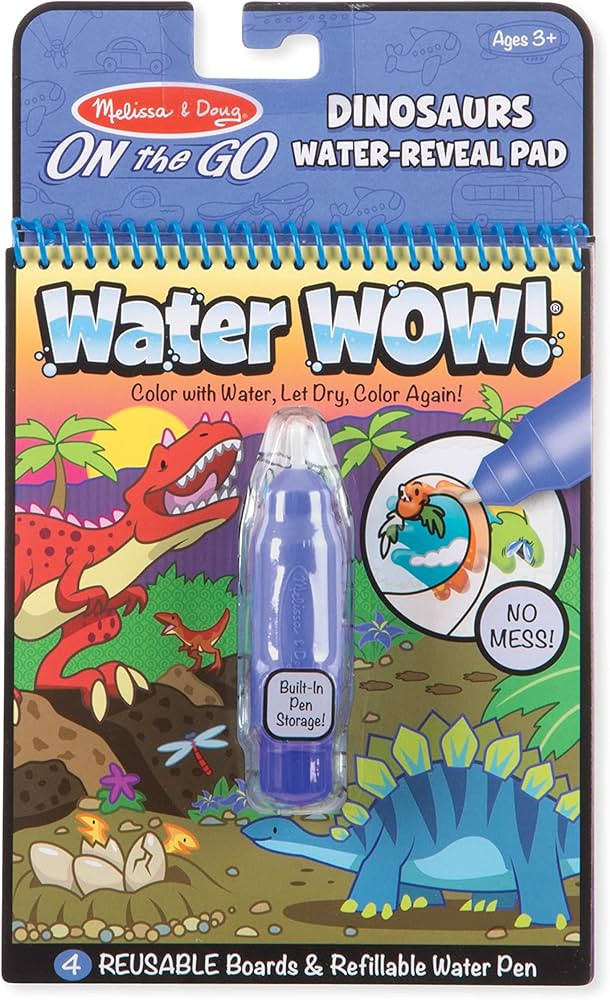 Melissa & Doug On The Go Water Wow! Reusable Water-Reveal Activity Pad – Dinsoaur Books, Stocking Stuffers, Arts And Crafts Toys For Kids Ages 3+ | Amazon (US)