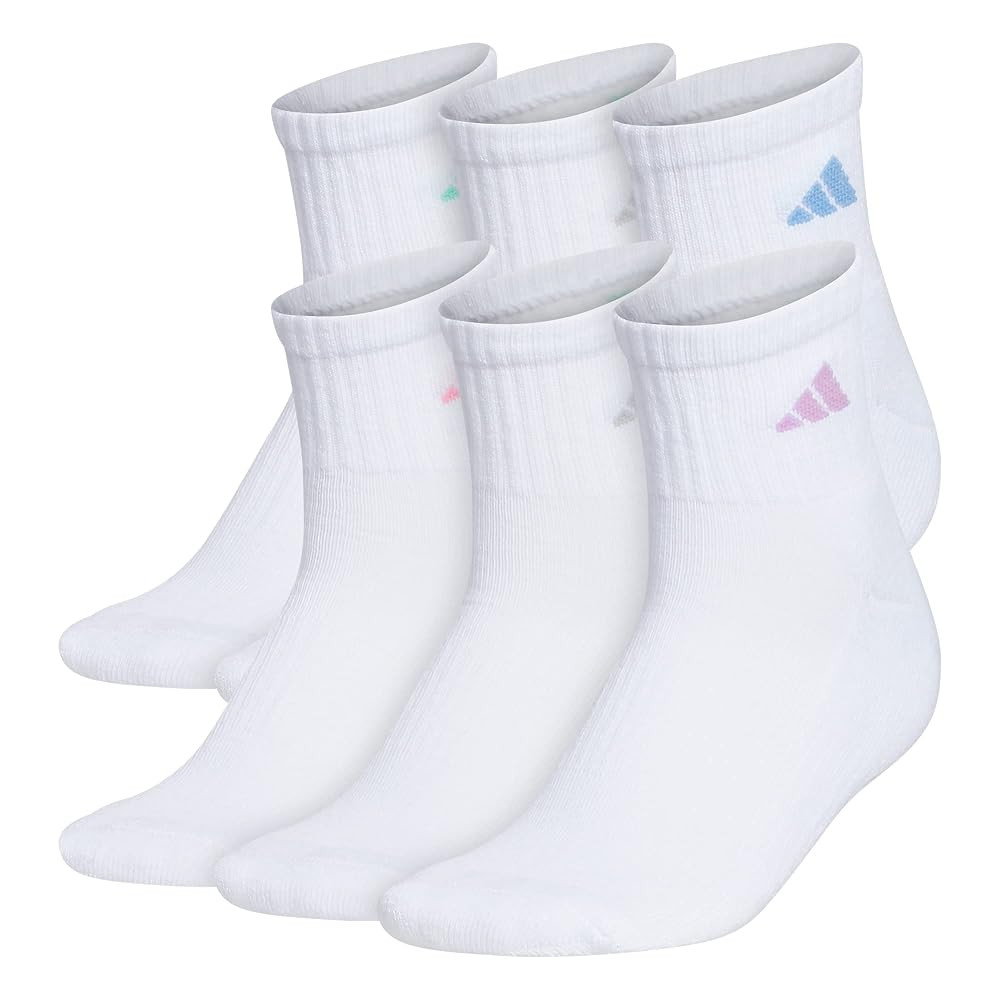 adidas Women's Ankle Socks, Athletic Cushioned Quarter Fit, 6-Pack, Durable, Comfortable, Cooling... | Amazon (US)