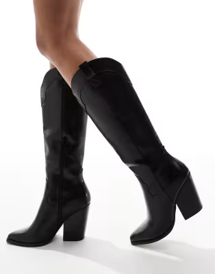 ASOS DESIGN Claudia western knee boots in black | ASOS (Global)
