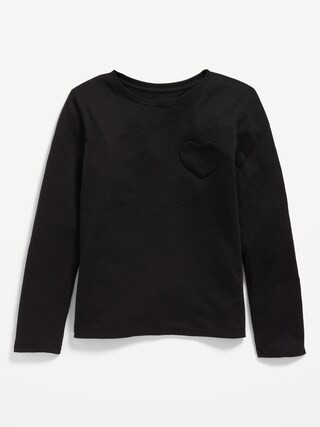Softest Long-Sleeve Heart-Pocket T-Shirt for Girls | Old Navy (US)