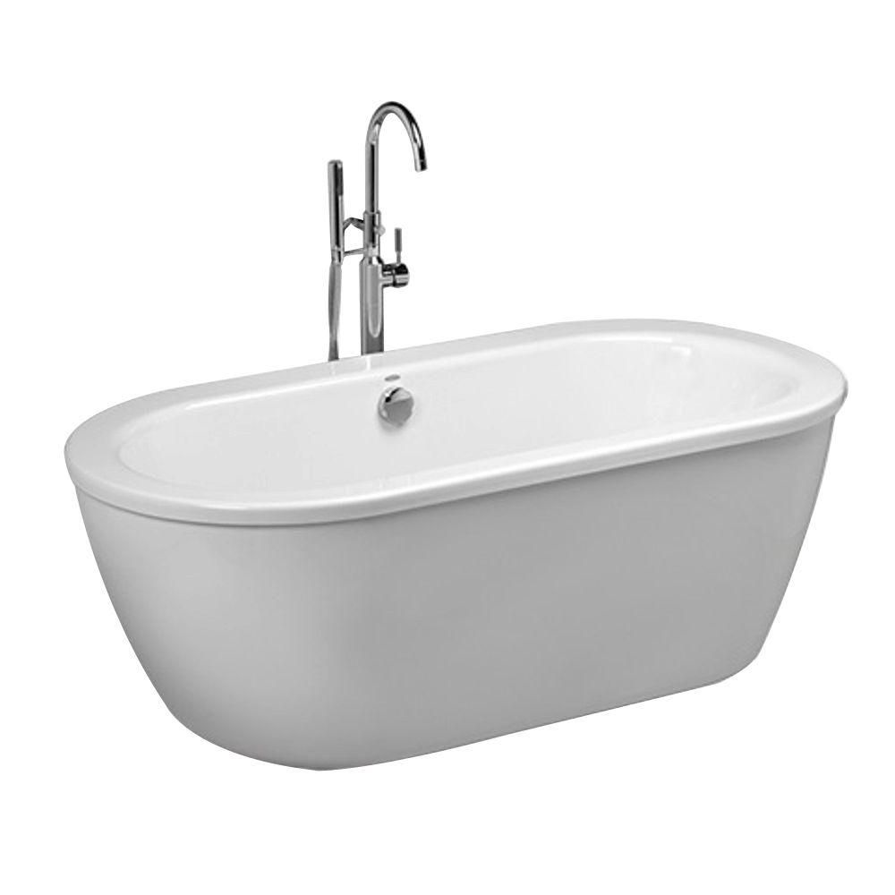 American Standard Cadet 5.5 ft. Acrylic Flatbottom Freestanding Bathtub in Artic White with Polished | The Home Depot