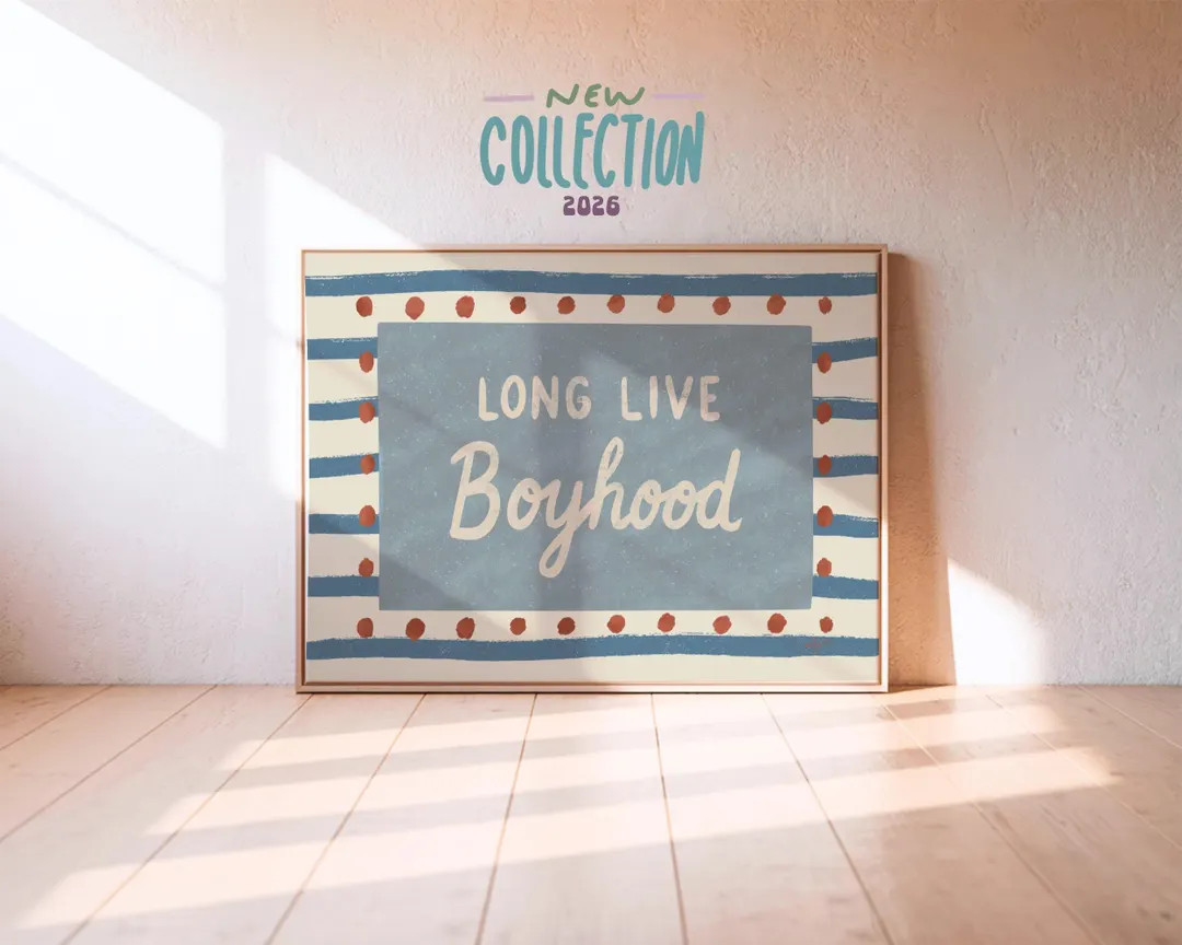 Long Live Boyhood Wall Art Retro Nursery Quote Print Vintage Kids Room Decor Toddler Bedroom Play... | Etsy (Global)