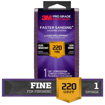 3M PRO Grade Precision Fine 220-Grit Sanding sponge 1-in x 2.5-in | Lowe's