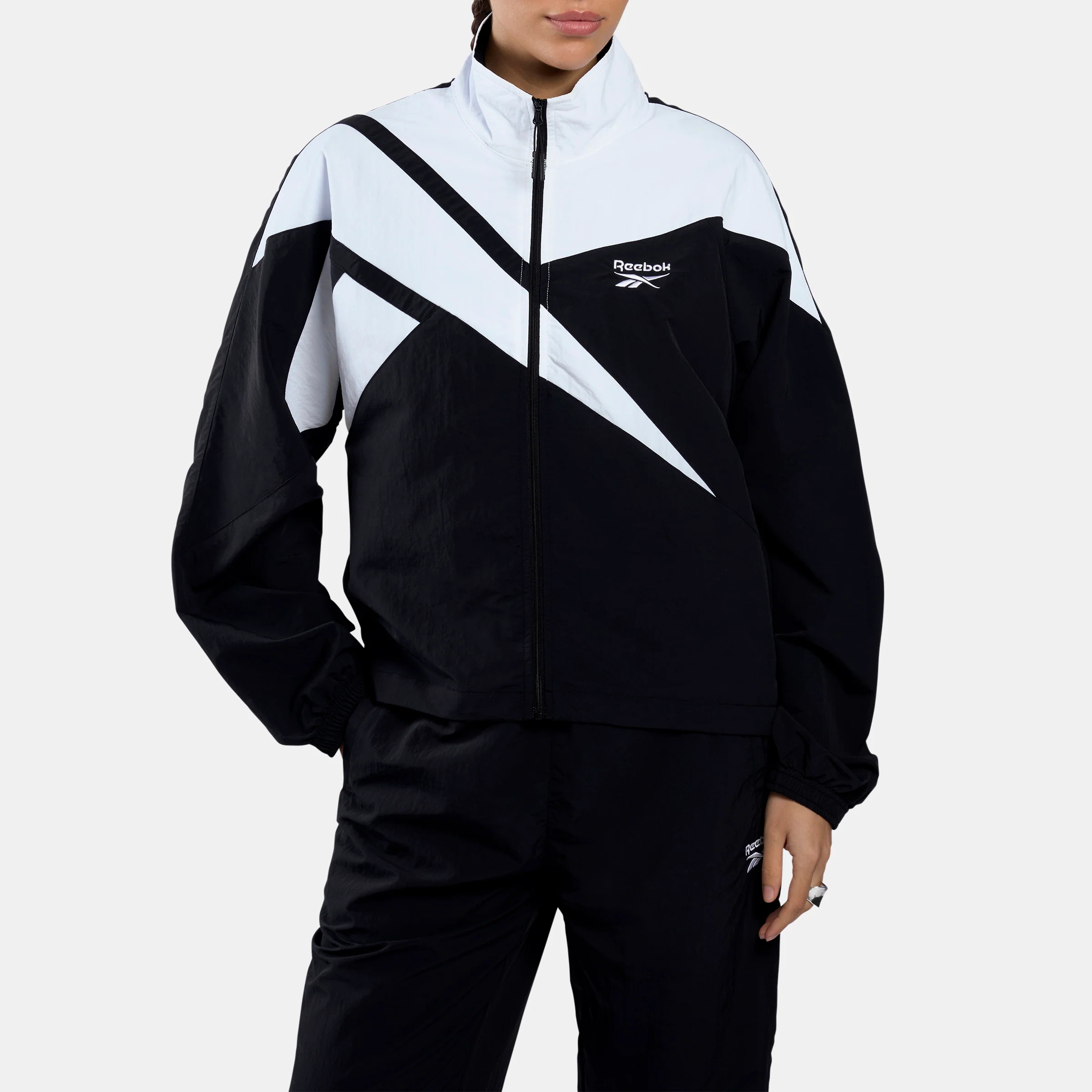 Women's Icon Open Hem Tracktop Night Black/Classic White | Reebok (AU)