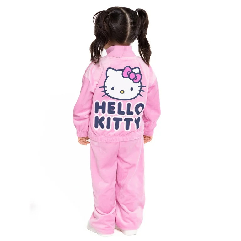 Hello Kitty Toddler Girls Velour Track Jacket and Flare Pants Set, 2-Piece, Sizes 12M-5T | Walmart (US)