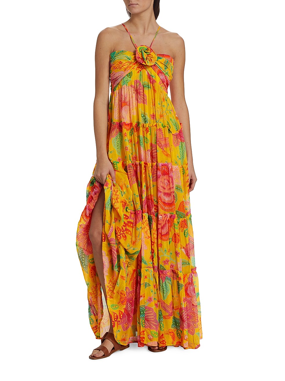 Macaw Bloom Rosette Maxi Dress | Saks Fifth Avenue