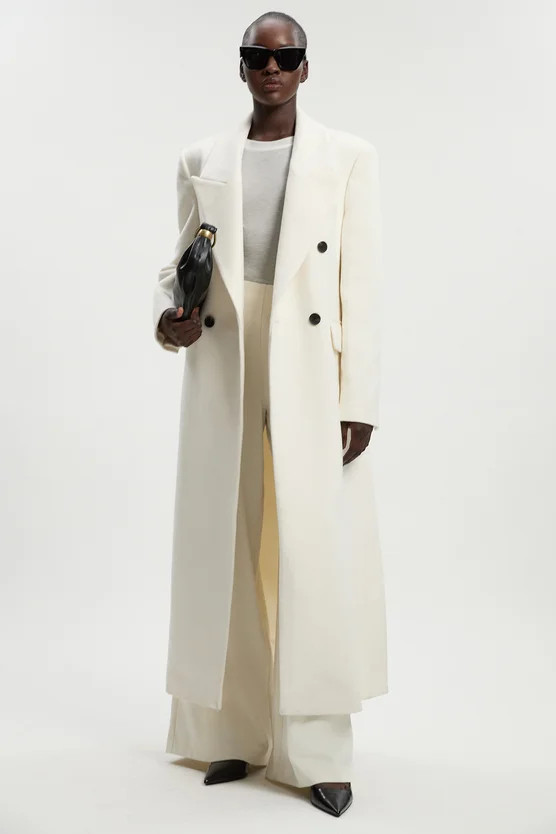 Brushed Wool Oversized Double Breasted Tailored Maxi Coat | Karen Millen UK + IE + DE + NL