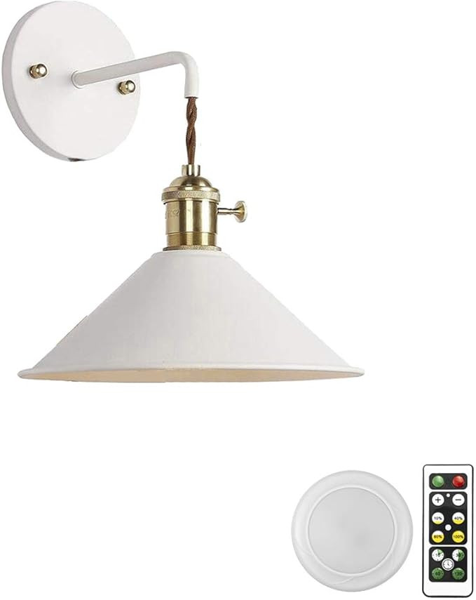 ANYE 1-Light 55 Lumens Led Remote Control Battery Operated Indoor White Wall Sconce Light Fixture... | Amazon (US)