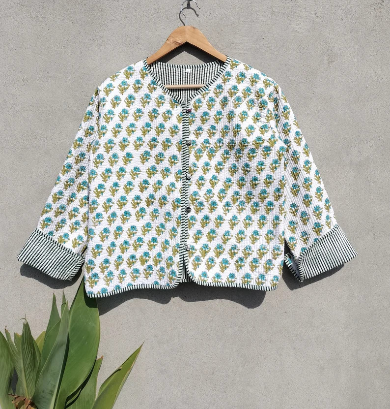 Indian Hand Made Vintage Quilted Jacket , Coats ,New Style,Boho,Cotton Jacket Reversible kantha j... | Etsy (US)