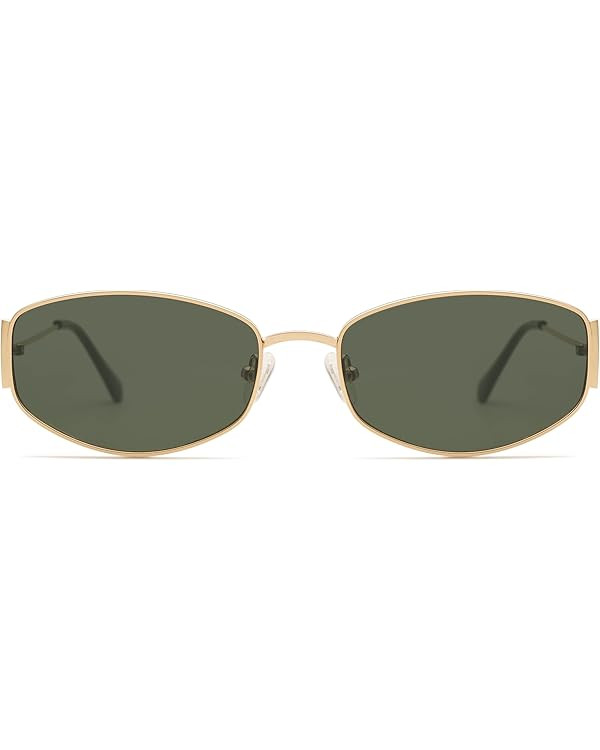 Retro Oval Sunglasses For Women Men Hexagonal Rectangle Metal Frame Sun Glasses AP3625 | Amazon (US)