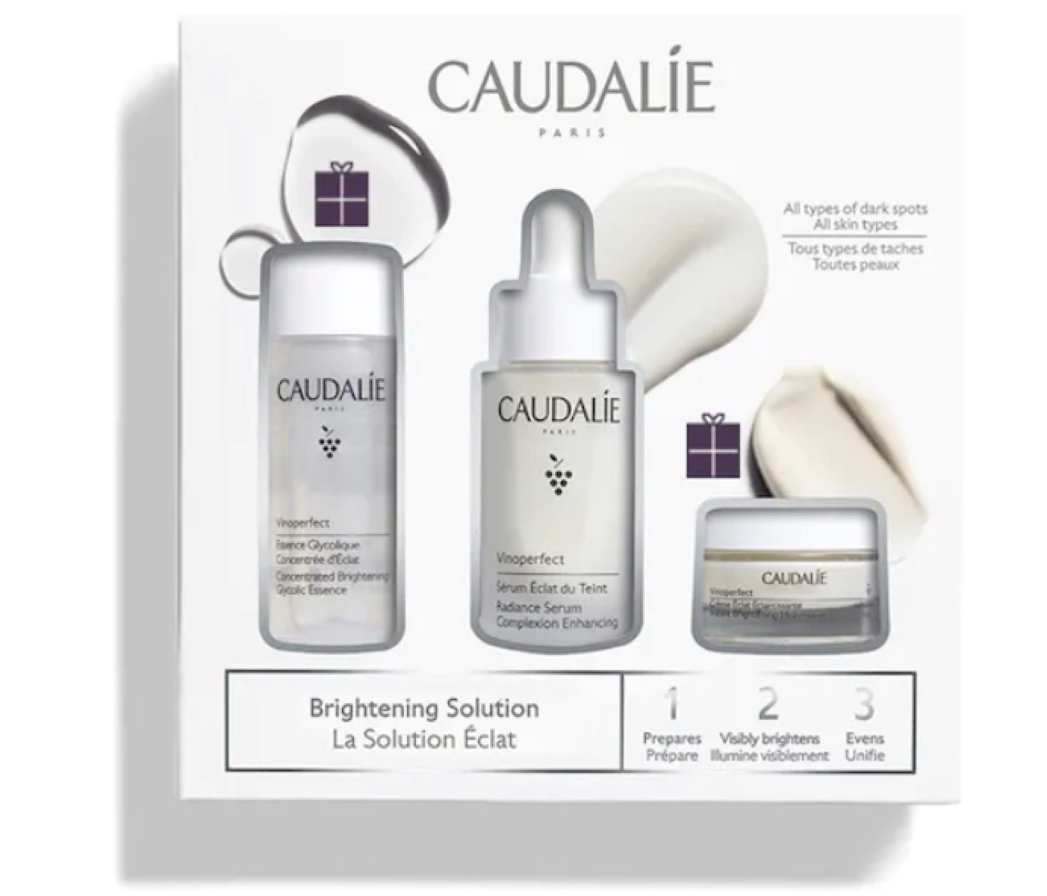 This is the best value set on sale! 

Contains:
- 1 oz/ 30 mL Vinoperfect Radiance Dark Spot Serum
- 1.7 oz/ 50 mL Vinoperfect Brightening Glycolic Essence
- 0.5 oz/ 15 mL Vinoperfect Instant Brightening Moisturizer

#LTKsalealert #LTKbeauty #LTKHoliday