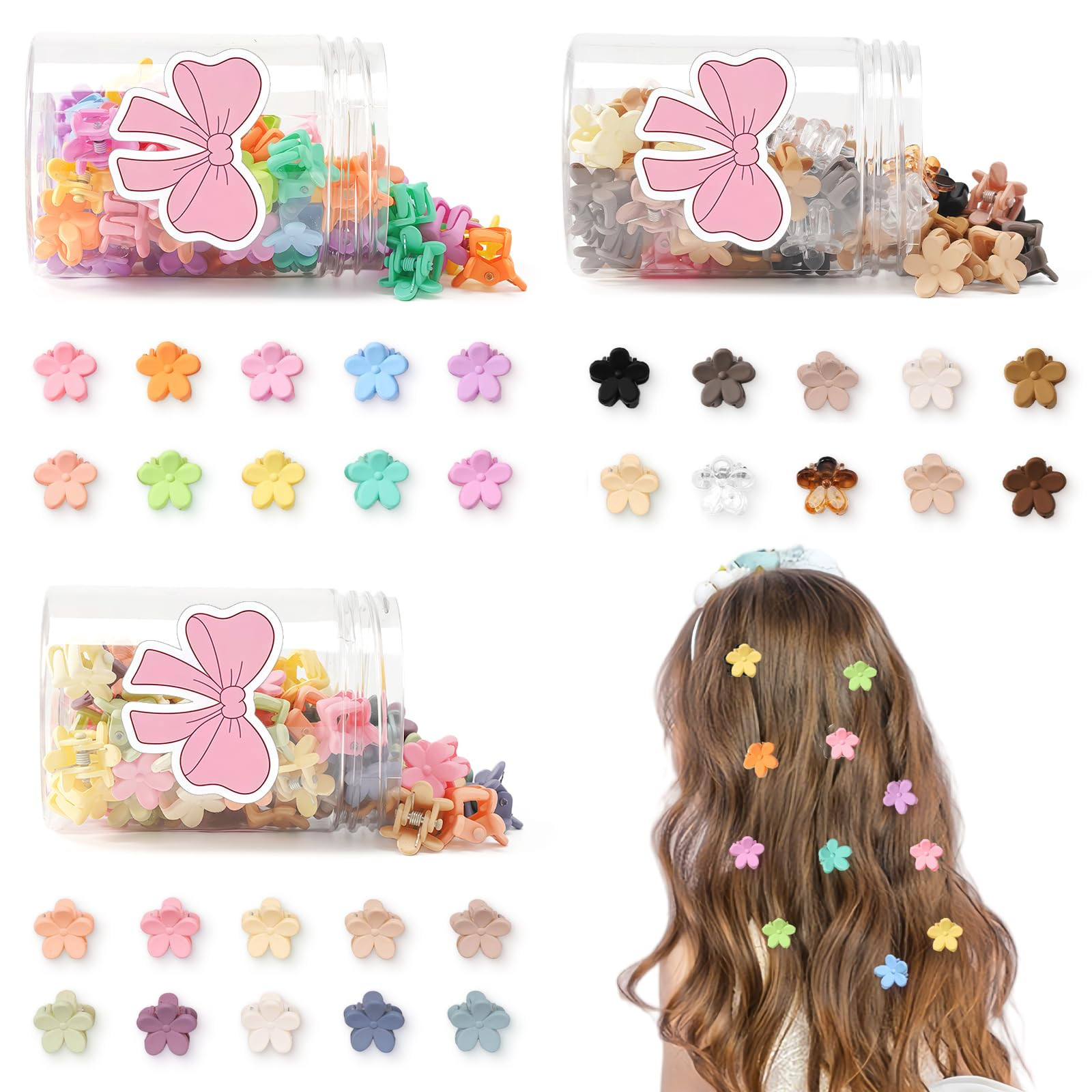 150 pcs Mini Flower Hair Clips Colorful Small Hair Clips Mini Claw Clips Cute Hair Accessories fo... | Amazon (US)