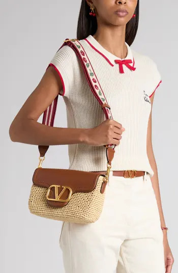VLOGO Alltime Crochet Raffia & Leather Shoulder Bag | Nordstrom
