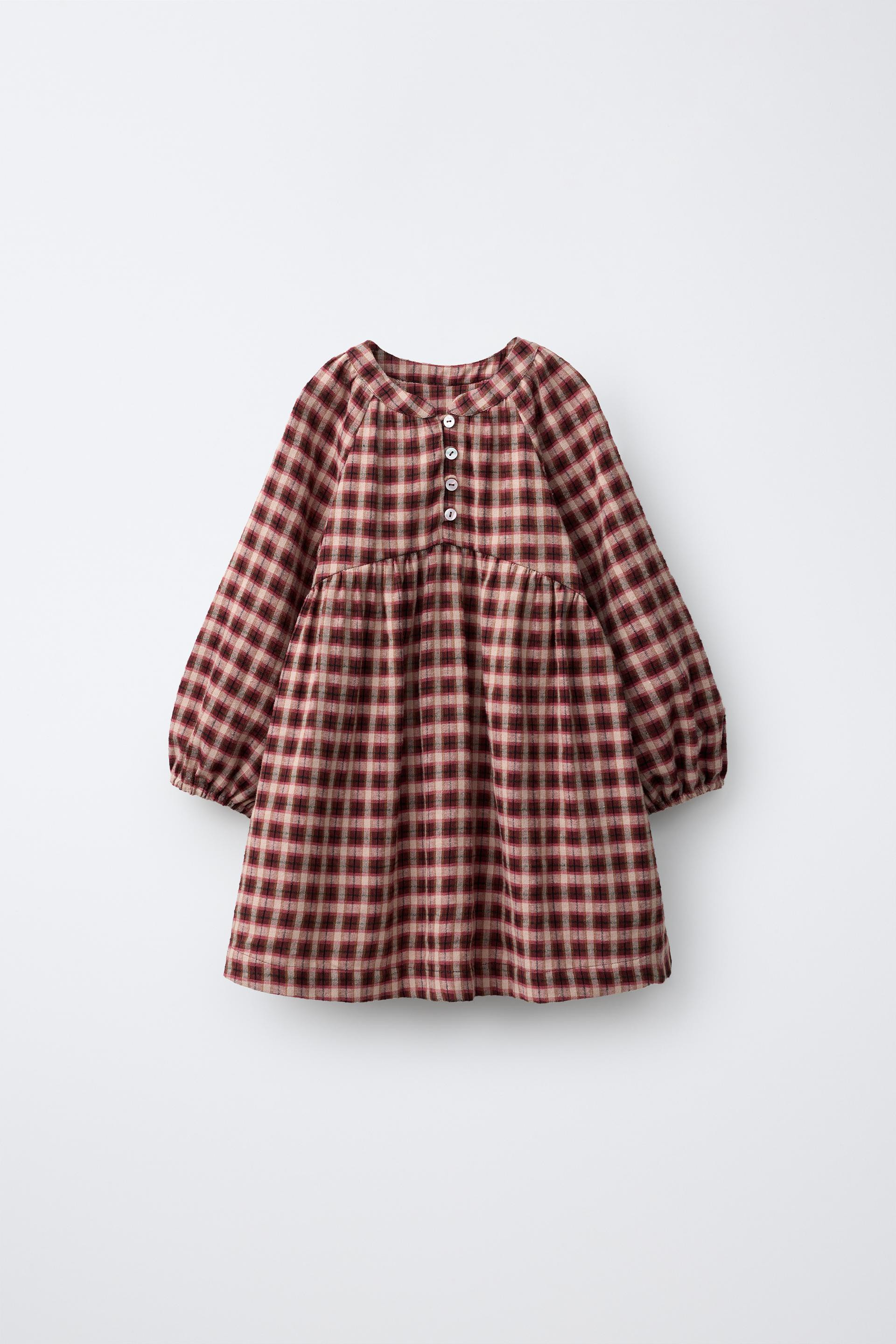 Zara - Plaid Print Dress - Pink - 1½ Years (33,9 Inches) - Kids | Zara US