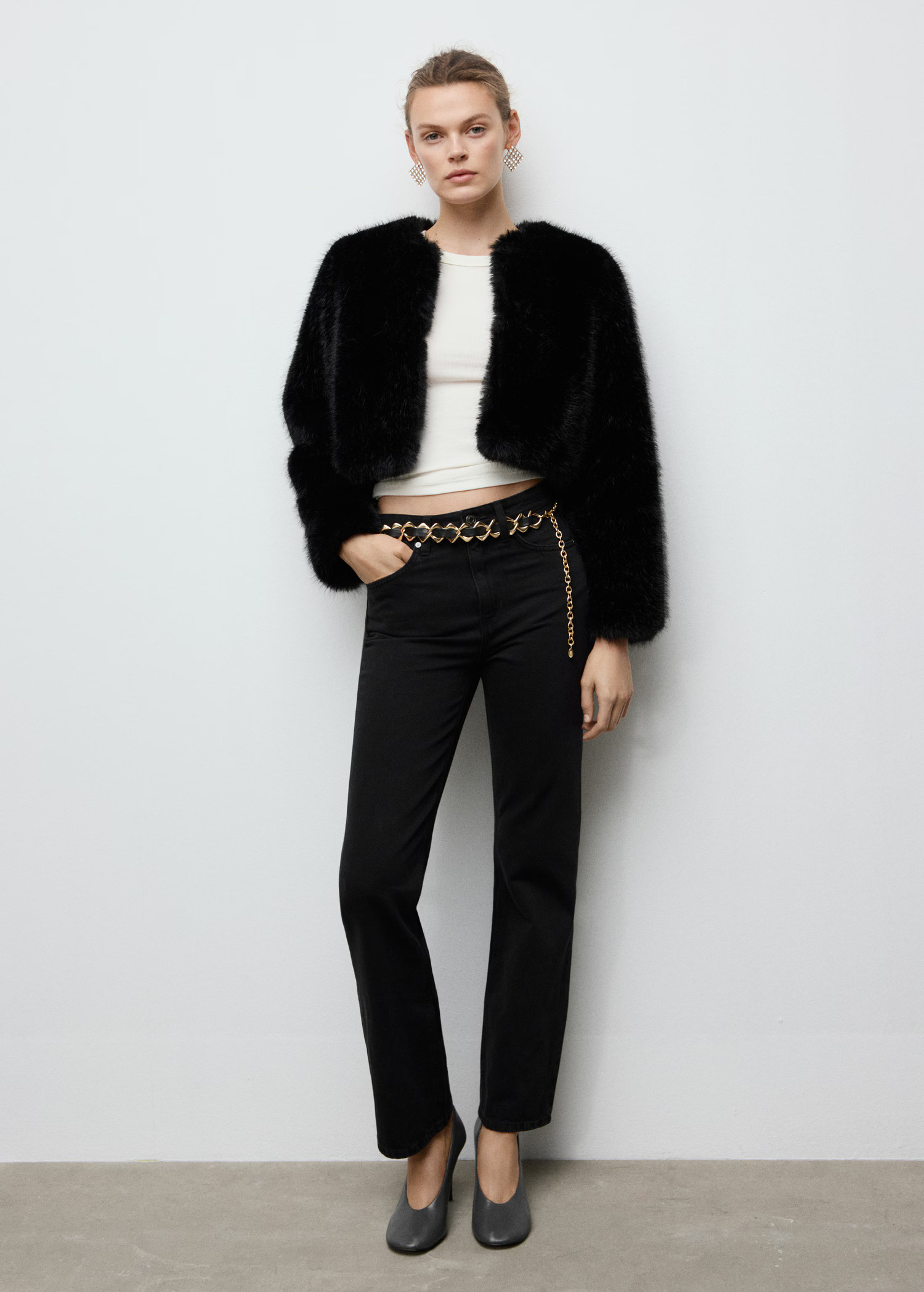 Faux-fur cropped jacket | Mango (US/MX/AU)