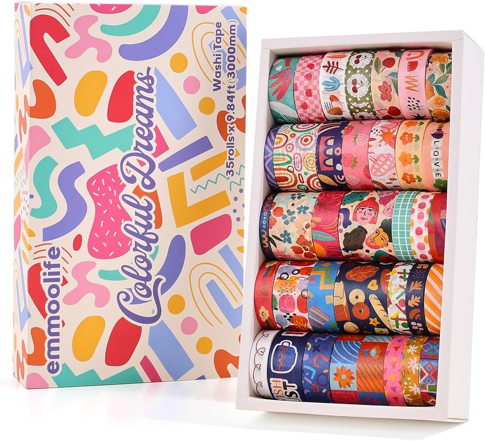 emmoolife 35 Rolls Washi Tape Set, Colorful Cute Floral Writable Decorative Tapes for Scrapbookin... | Amazon (US)
