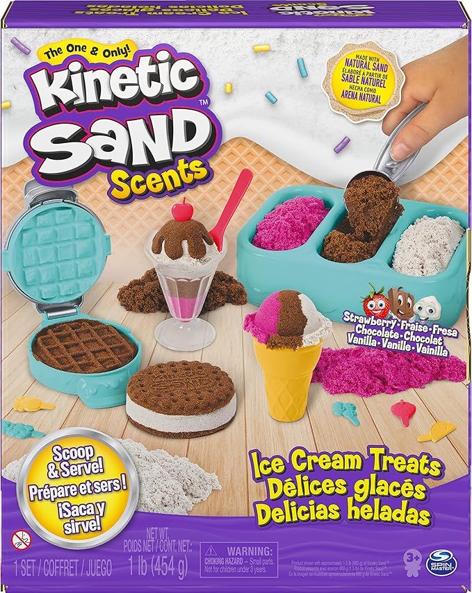 Kinetic Sand Scents, Ice Cream Treats Playset with 3 Colors of All-Natural Scented Sand and 6 Ser... | Amazon (US)