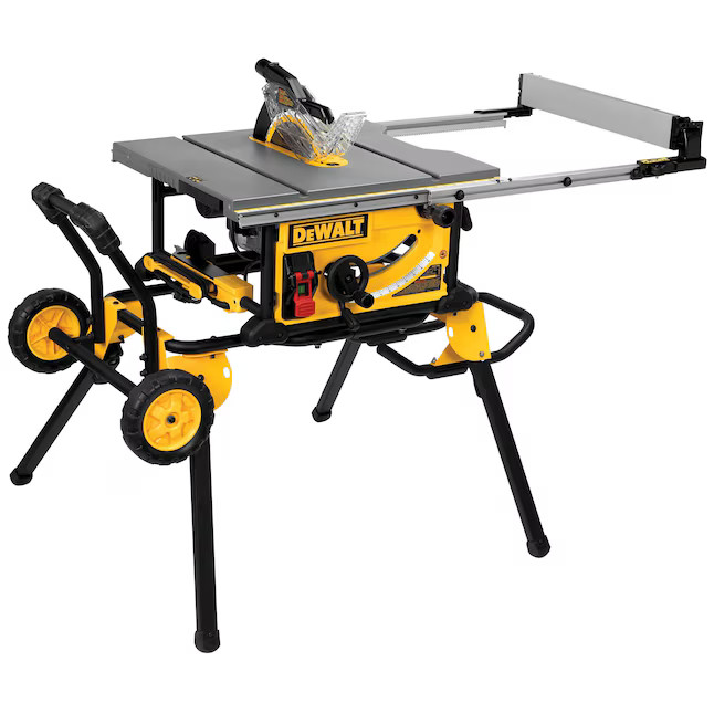 DEWALT 10-in 15-Amp Corded Portable Jobsite Table Saw with Foldable Rolling Stand | Lowe's