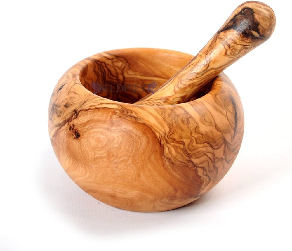 BeldiNest Olive Wood Mortar and Pestle Set, Perfect for Guacamole, Salsa, Herb Crusher, Grind and... | Amazon (US)