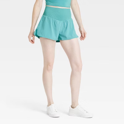 Women's High-Rise Seamless Waistband Woven Shorts 2.5" - JoyLab™ Green S: Fit, Built-in Shorts | Target