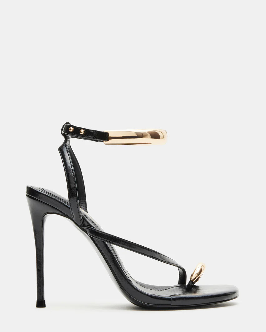 TIA Black Strappy Open-Toe Stiletto Heel | Women's Heels | Steve Madden (US)