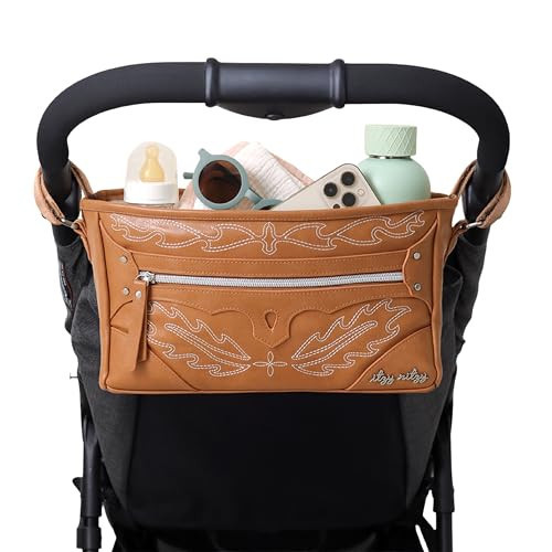 Itzy Ritzy Adjustable Stroller Caddy and Organizer Bag Featuring Front Zippered Pocket, 2 Built-In Interior Pockets & Adjustable Straps to Fit Nearly Any Stroller (Saddle) | Amazon (US)