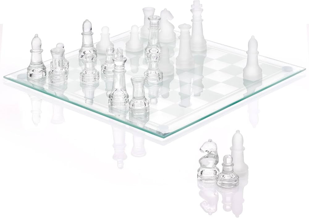 Srenta Fine Glass Chess Set Game, Modern Clear Chess Set, Deluxe Chess Set Glass Chess Board Set ... | Amazon (US)