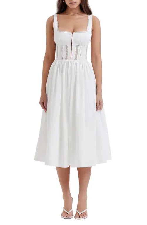 HOUSE OF CB Lace Corset Sundress in White at Nordstrom, Size X-Small | Nordstrom