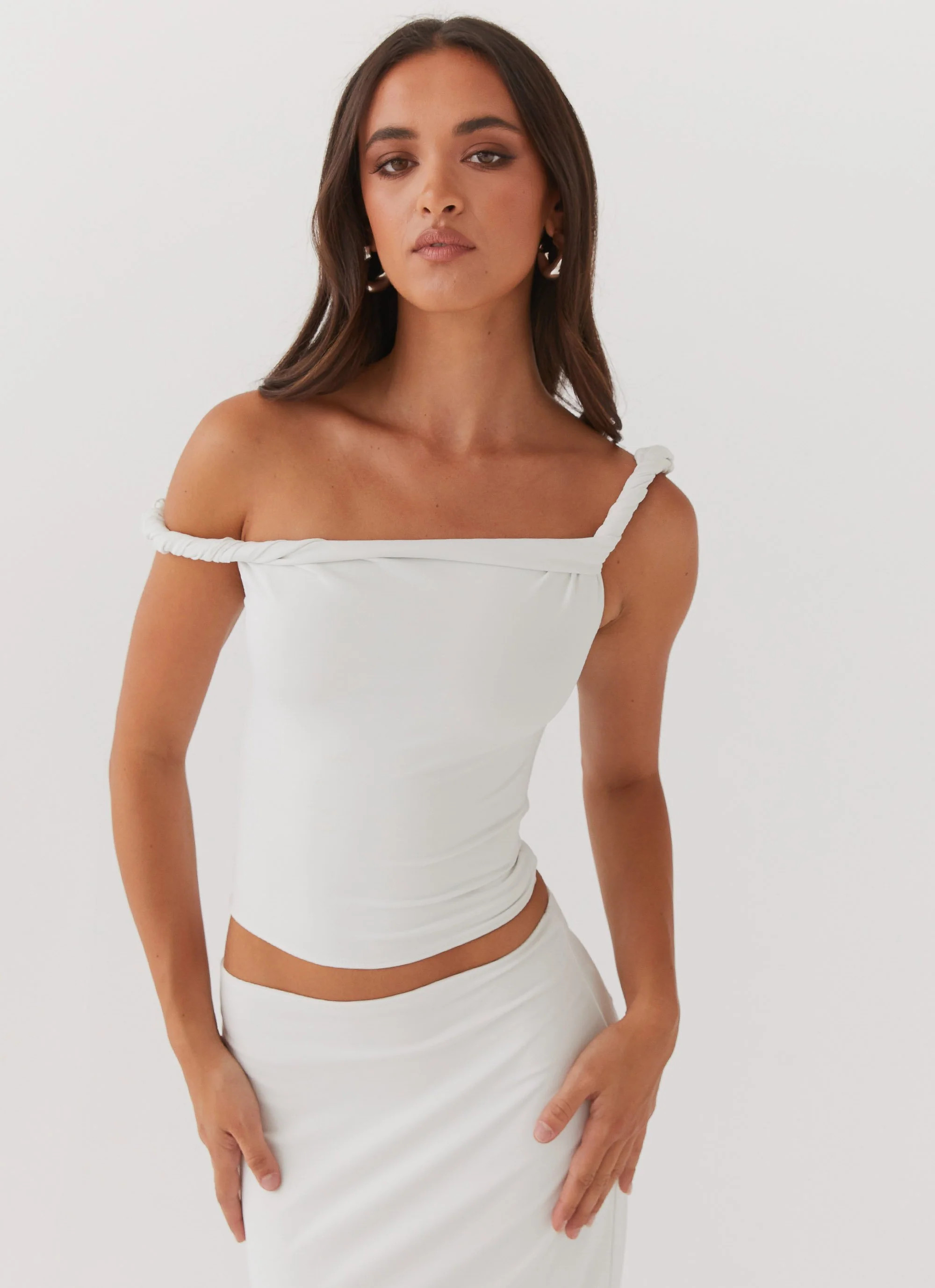 Solace Soul Twist Shoulder Top - Ivory | Peppermayo (Global)