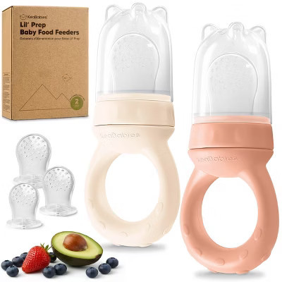 KeaBabies 2-Pack Prep Baby Food Feeder, BPA-Free Silicone Baby Fruit Feeder for Teething, 6-12 Months BLW Feeding Essentials (Roseate) | Target
