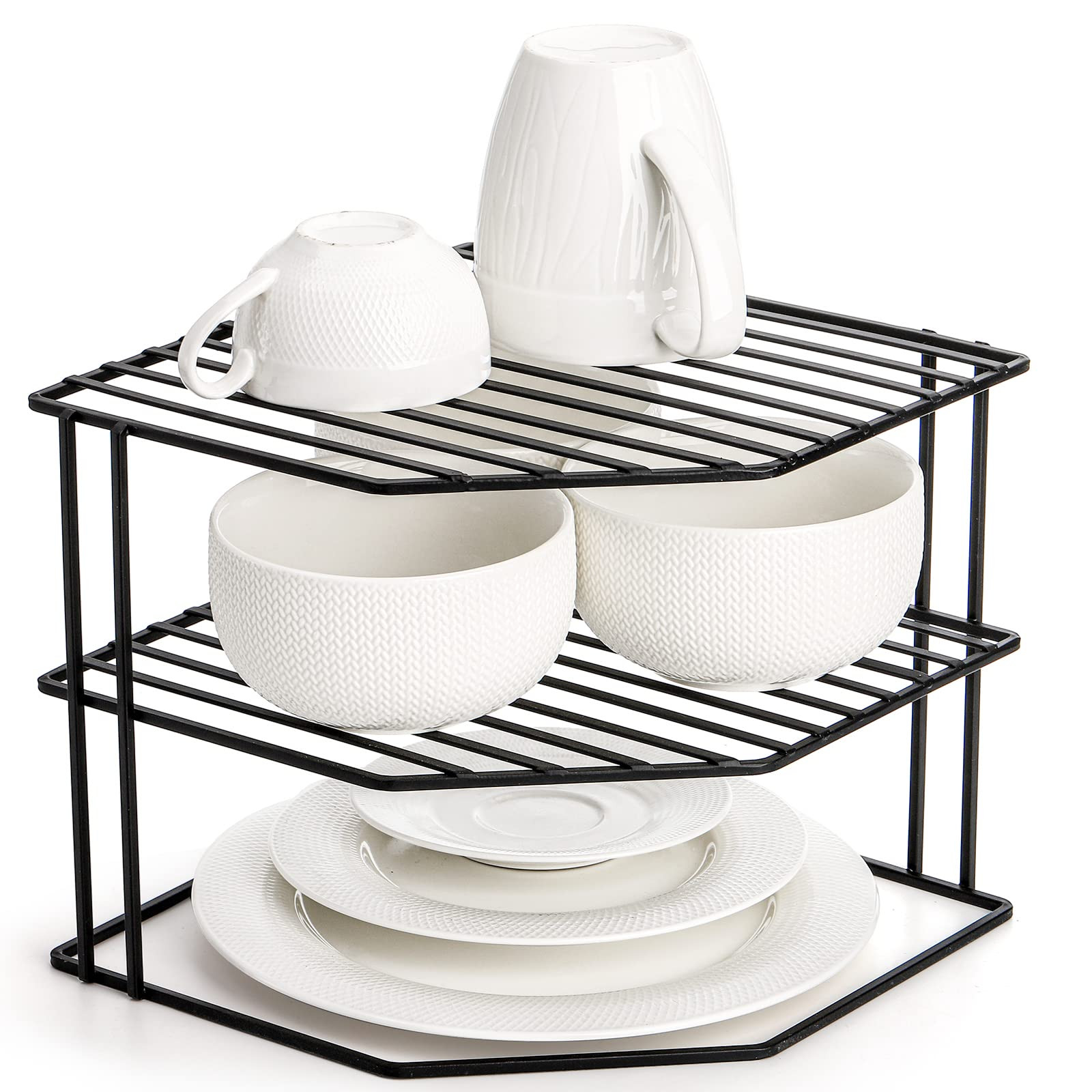 Frcctre 3-Tier Kitchen Corner Shelf Rack Counter and Cabinet Organizer, 9x9x7.5 Inch Metal Wire K... | Amazon (US)