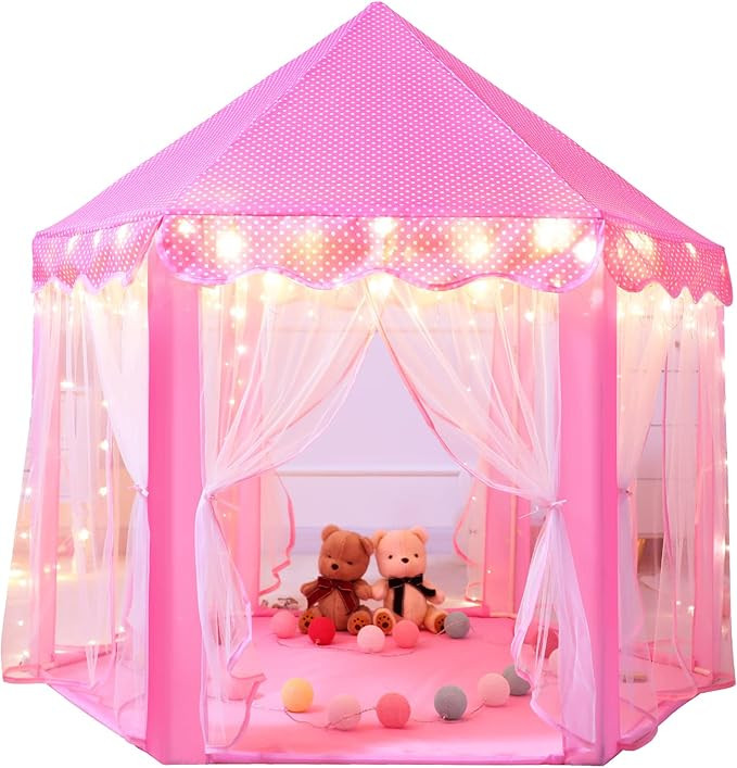 Sumbababy Princess Castle Tent for Girls Fairy Play Tents for Kids Hexagon Playhouse with Fairy S... | Amazon (US)