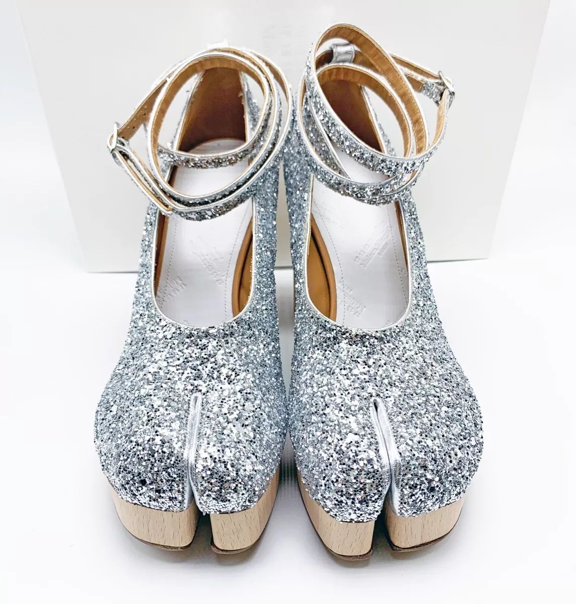 $1390 Maison Margiela Tabi Glitter Leather Ankle Strap Platform Pumps Sandals  | eBay | eBay US