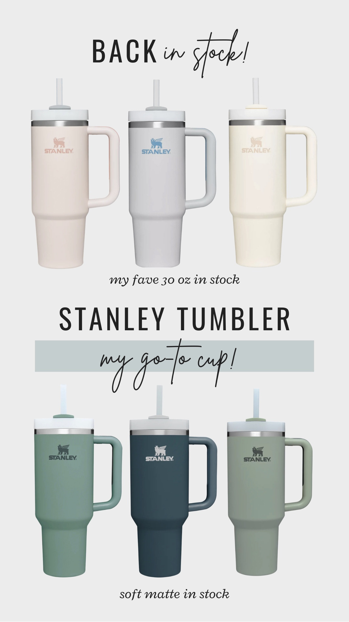 Stanley tumbler in stock! 30oz Stanley cup is my fave 😍 soft matte colors are so cute too! 
#watercup #stanleyrestock

#LTKunder50 #LTKSale