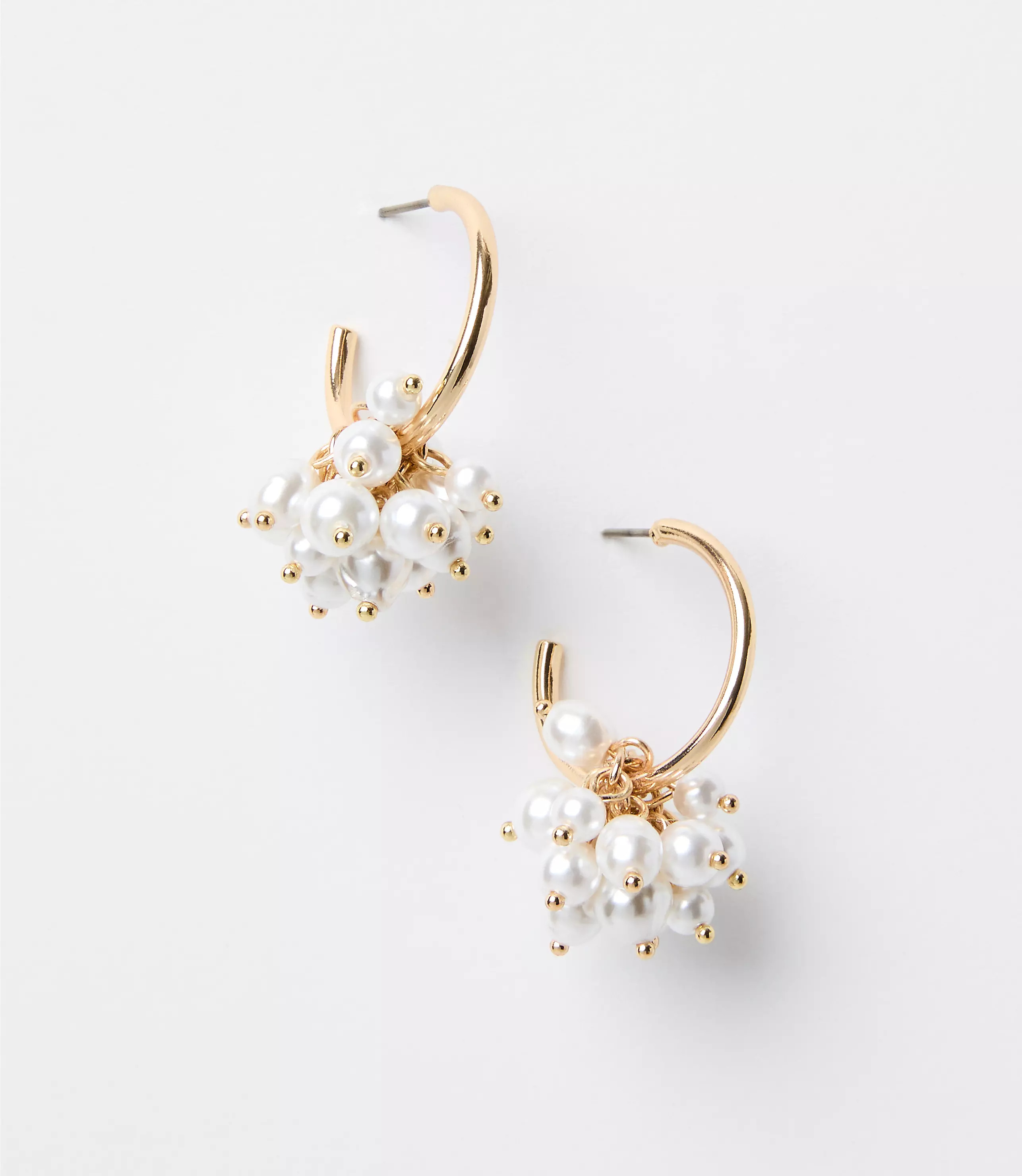 Pearlized Cluster Hoop Earrings | LOFT