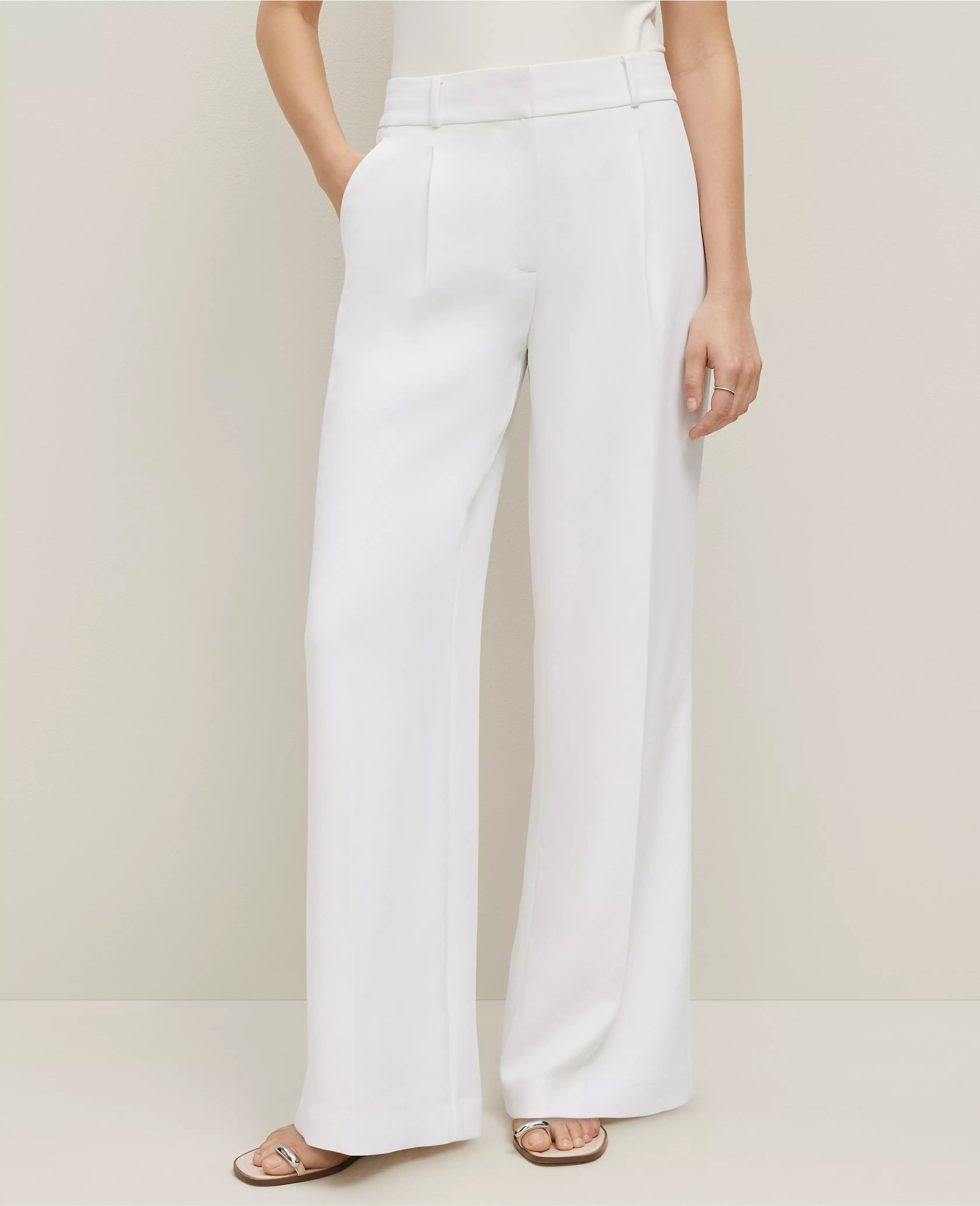 The Petite Wide-Leg Pant in Crinkle Crepe | Ann Taylor