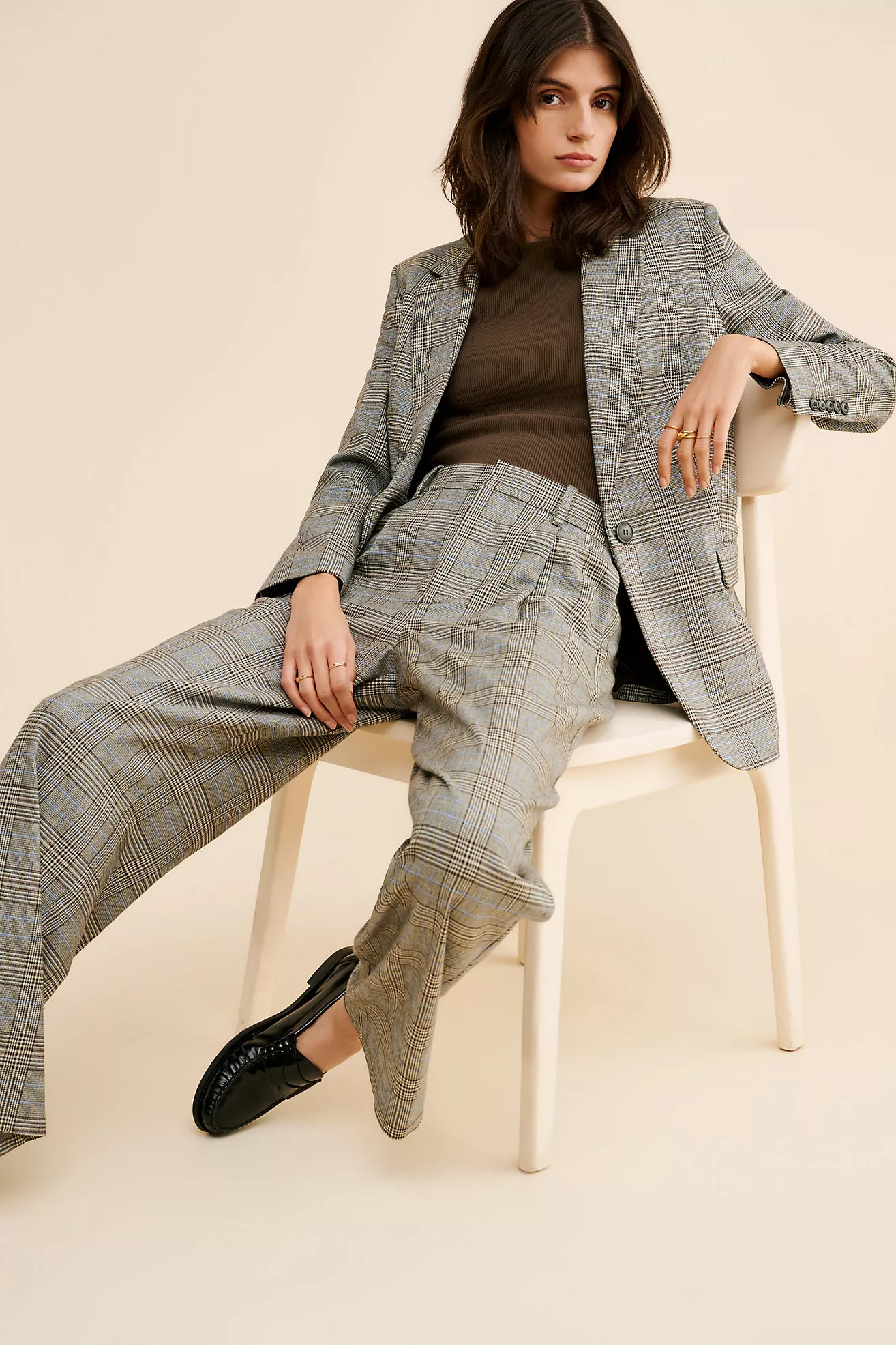 Madewell Margot Wool Blend Slouchy Straight Trousers | Anthropologie (US)