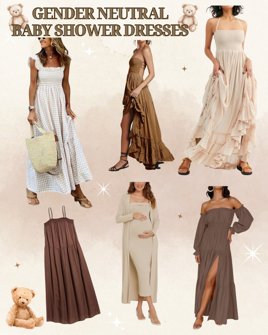 Neutral baby shower dress ideas 🤍Sharing bump-friendly, flowy maternity dresses that are perfect for a gender neutral baby shower. Comfortable, flattering, and easy to wear all day!

#maternitystyle #babyshowerdress #neutralstyle #bumpfriendly #pregnancystyle #ltkstyle #momtobe #babyshowerideas

#LTKBaby #LTKBump #LTKmomlife