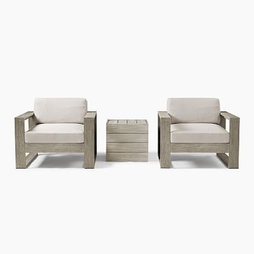 Portside Outdoor Lounge Chair & Umbrella Side Table Set - Weathered Gray | West Elm (US)
