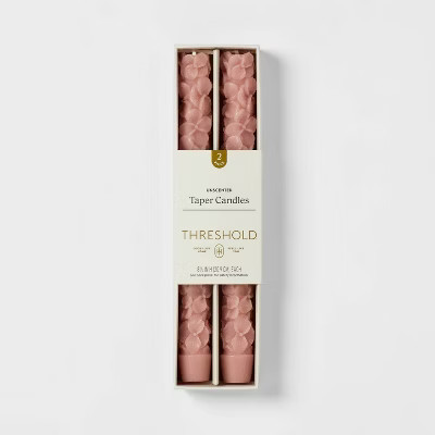 2pk Hydrangea Floral Shaped Taper Candle Set Pink - Threshold™ | Target