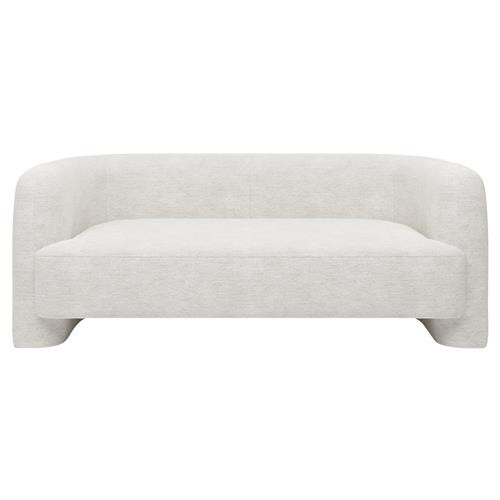 Isla Modern Classic Portofino White Upholstered Teak Tight Back Sofa - Small - 73.5"W | Kathy Kuo Home