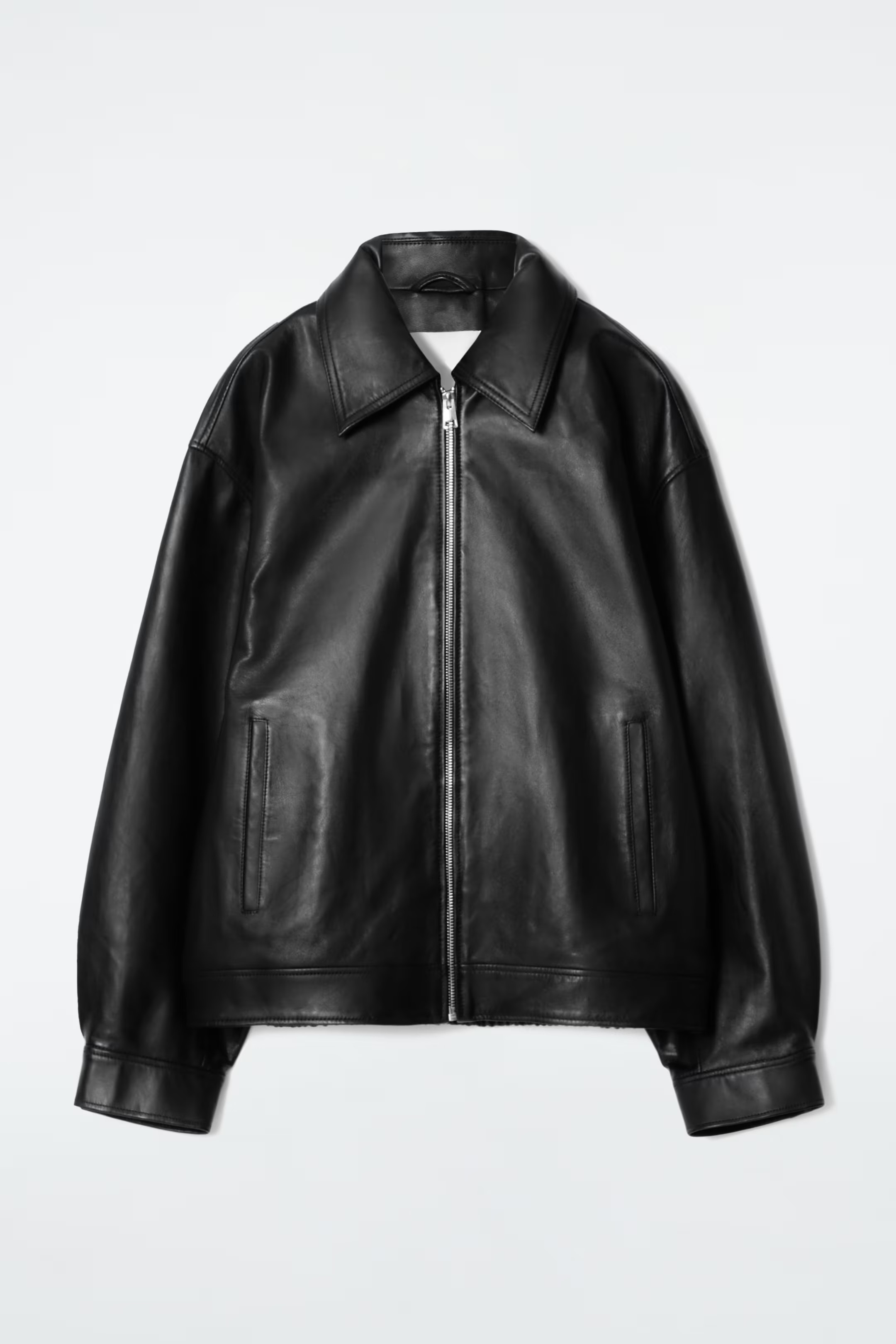 OVERSIZED COLLARED LEATHER JACKET - BLACK | COS | COS (EU)