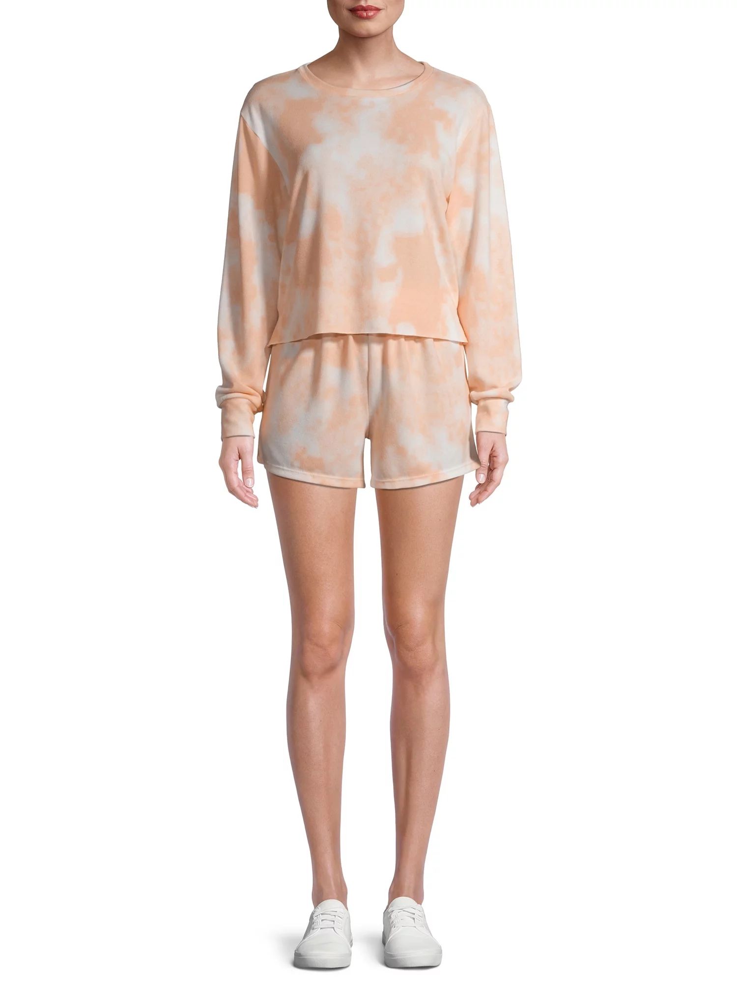 Catherine Malandrino Women's Juniors French Terry Sweatshirt and Lounge Shorts, 2-Piece Set - Wal... | Walmart (US)