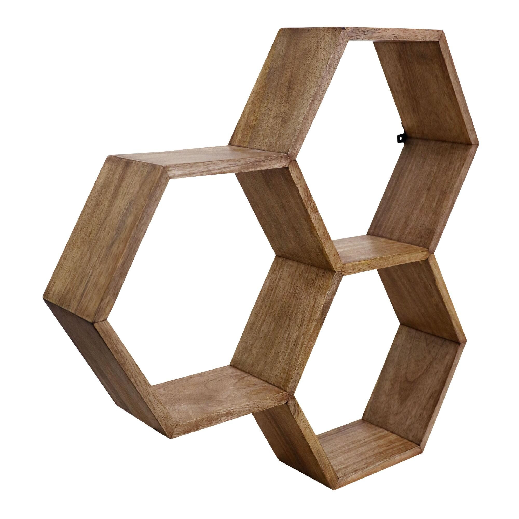 Mango Wood Honeycomb Wall Shelf: Brown by World Market | World Market