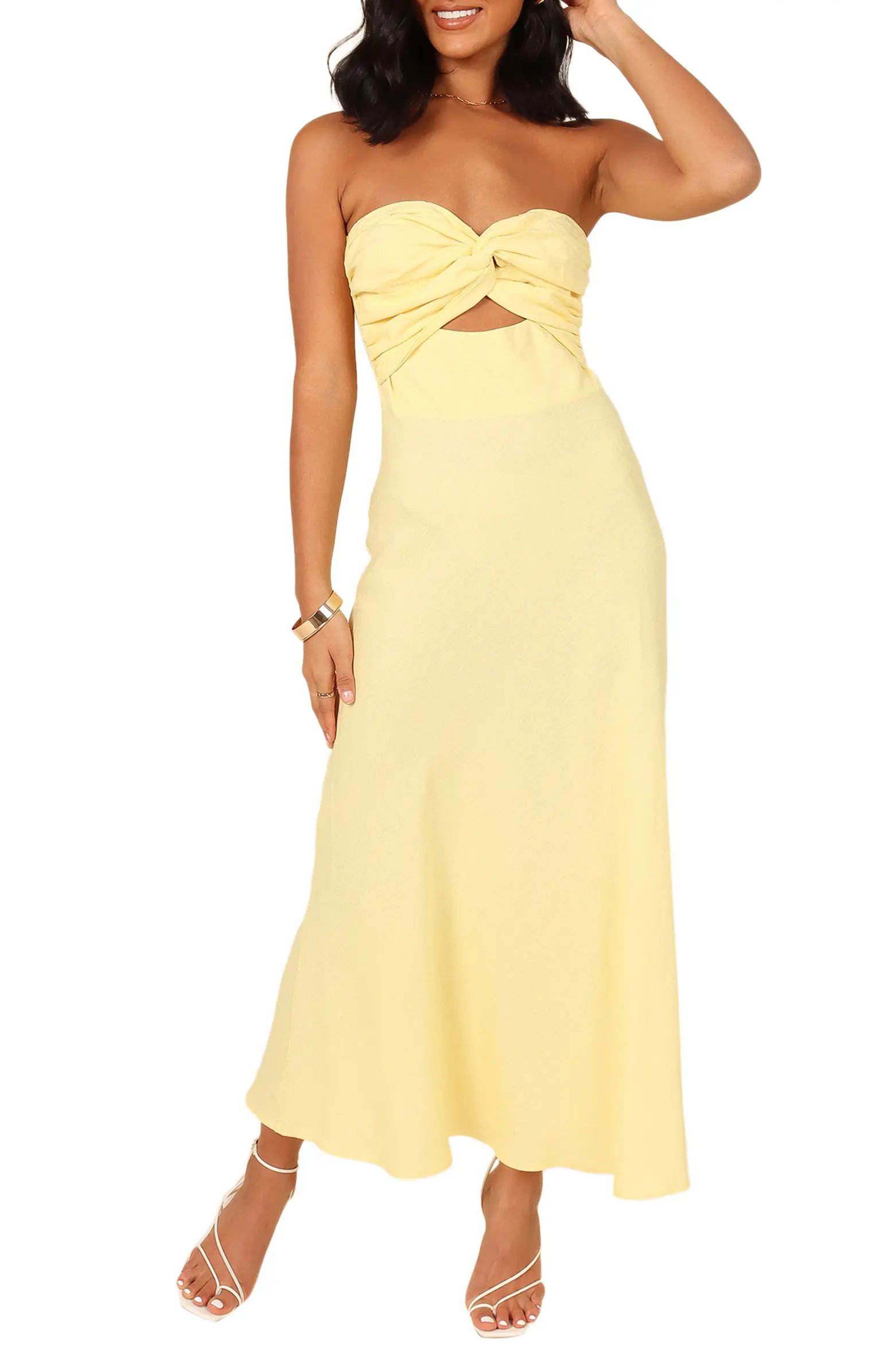 Rosetta Cutout Cotton & Linen Strapless Dress | Nordstrom