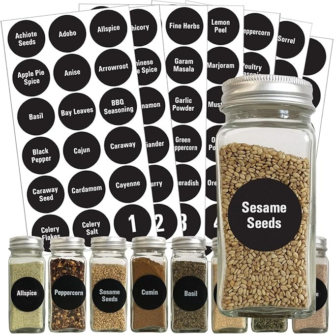 Talented Kitchen Round Spice Labels - 126 Preprinted Chalkboard Spice Labels Sticker. Chalk, Wate... | Amazon (US)