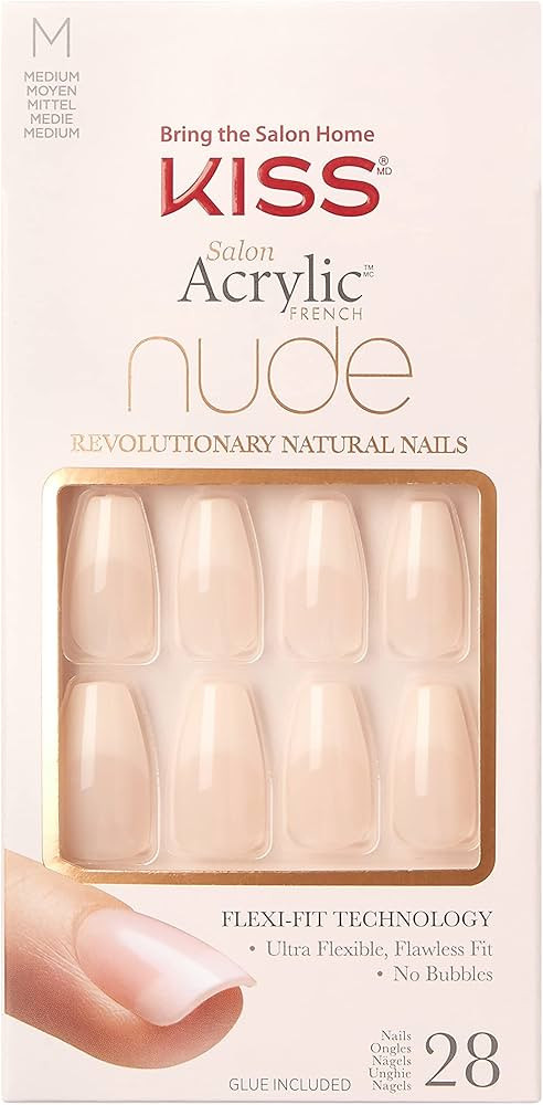 KISS Salon Acrylic French Manicure Set, ‘Leilani’, Medium Length, Nude Square Press-On Nails,... | Amazon (US)